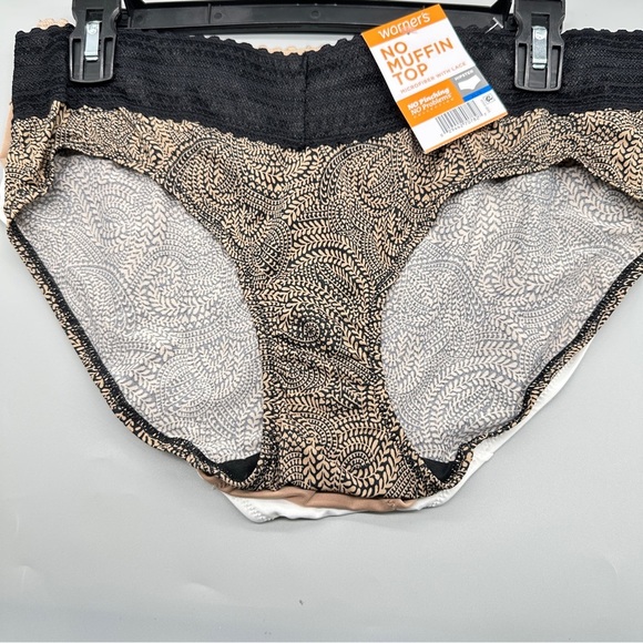 NWT Warner's Women’s 3 Set Floral Brown and Cream Lace Panties - Picture 1 of 4